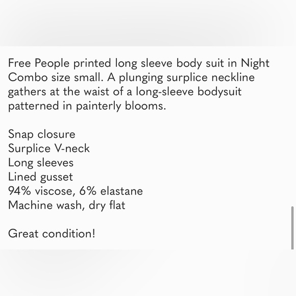 Free People Turnt Bodysuit Top V-neck Night Combo Floral Black Khaki Green L - Picture 15 of 16